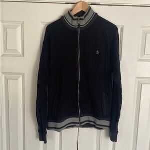 Penguin Black and Gray Zip-Up Sweater